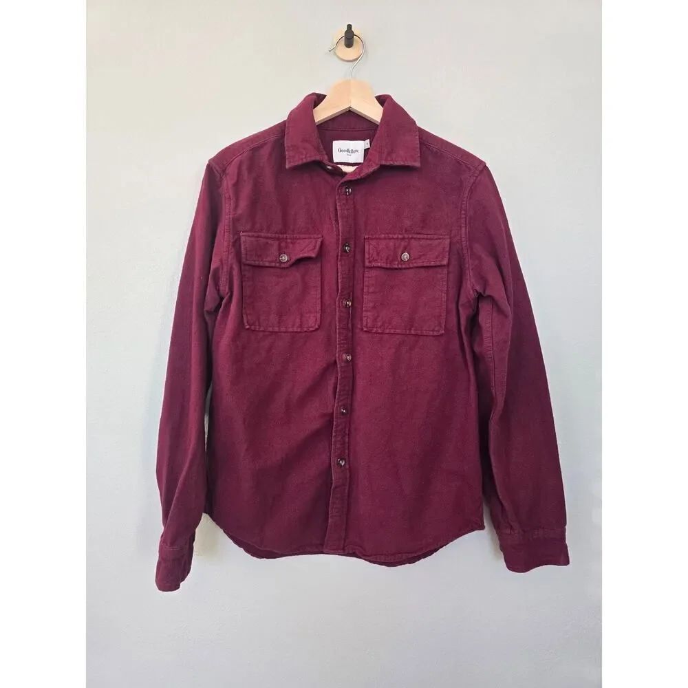 Goodfellow & Co Red Wine Button‑Down Shirt Mens S Casual Everyday Layering Piece